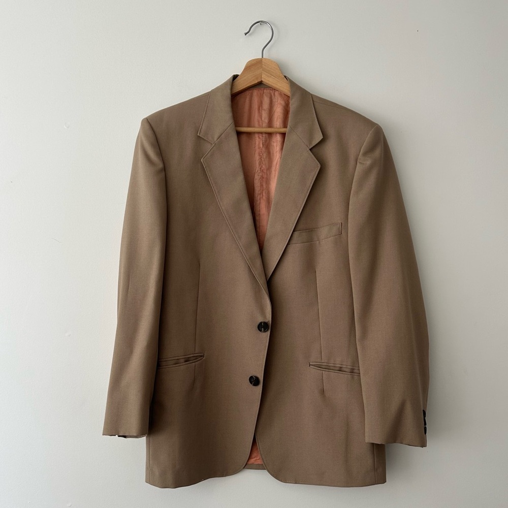 Vintage Sears Oversized Wool Blend Blazer Tan Light Brown